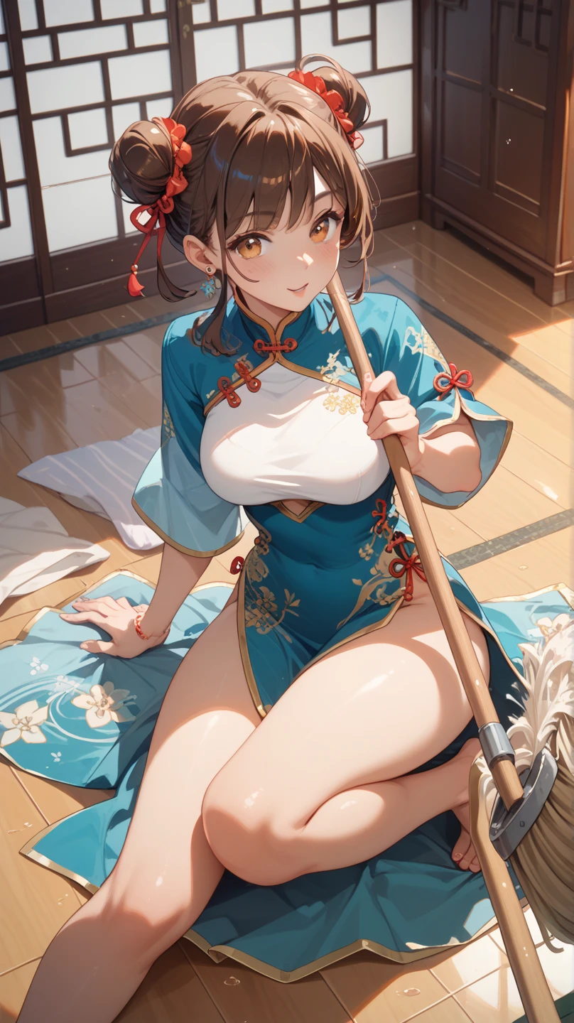 score_9,score_8_up,score_7_up,masterpiece,best quality, source anime, realistic, super detailed, extreme detailed, rating_safe,
1girl, fighting pose,
BREAK girl, 22yo, short hair, bob cut, (blunt bangs), black hair, (tareme, detailed cute brown eyes), curled eyelashes, (large breasts:0.9),
shiny hair, beautiful detailed eyes, beautiful face,
slender, small ass, slim legs,
 body conscious cheongsam,  (serious), Chinese restaurant