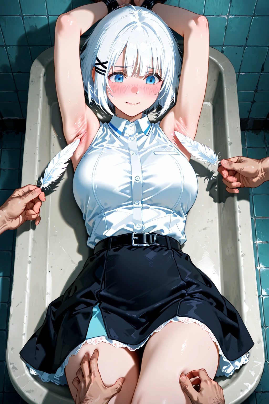 (((Ayanami Rei))), Blue short hair, (White plug suit:1.7), (Plugsuit-style leotard:1.2), Rei Ayanami, The costume is tight against the skin, middle School girls, (blush), ((Slender figure Beautiful Skin)), Highest quality, High resolution, masterpiece, (Beautiful vagina and clitoris), (With a 30-year-old mafia man, penis:1.4), Complete limbs, (Mating press:1.2), 1 Beautiful Girl, ((((penisが膣に入る)))), (Beautiful crotch), Spread your legs, ((Binding, Restrained by rope:1.4)), A beautiful girl has sex with a man fully clothed, (((Too cute little face:1.1))), The fabric of the costume is thin