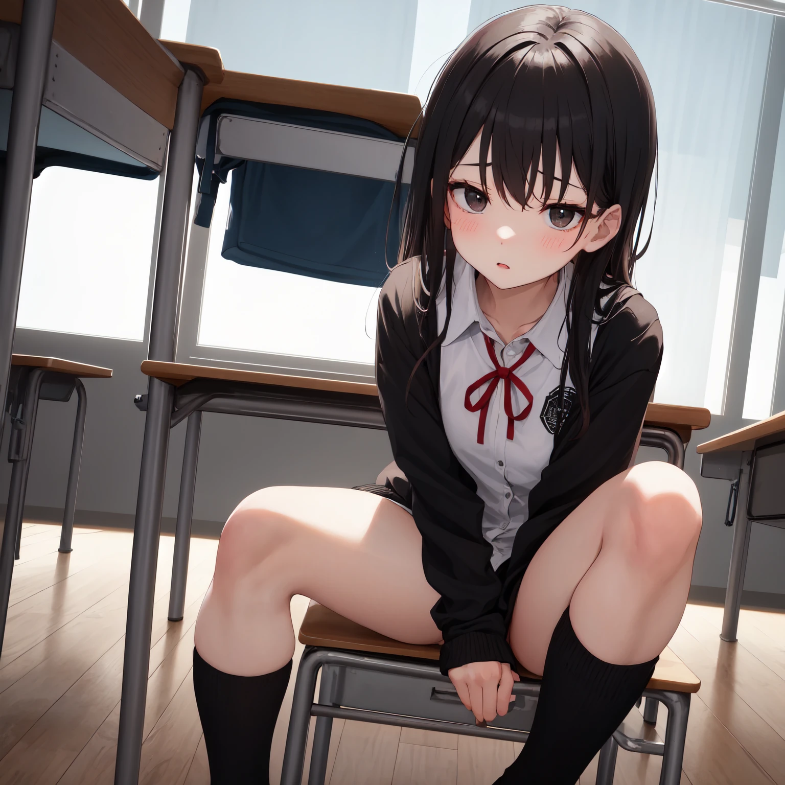 Ultra HD Photos、whole body、Accurate depiction of the human body、Schools that train sex slaves、uniform、classroom、whole bodyエスビアン、Small breasts、Lewd、Masturbating with legs apart、shame、Transparent love juice overflowing from between her legs、Sensuality、Feels good