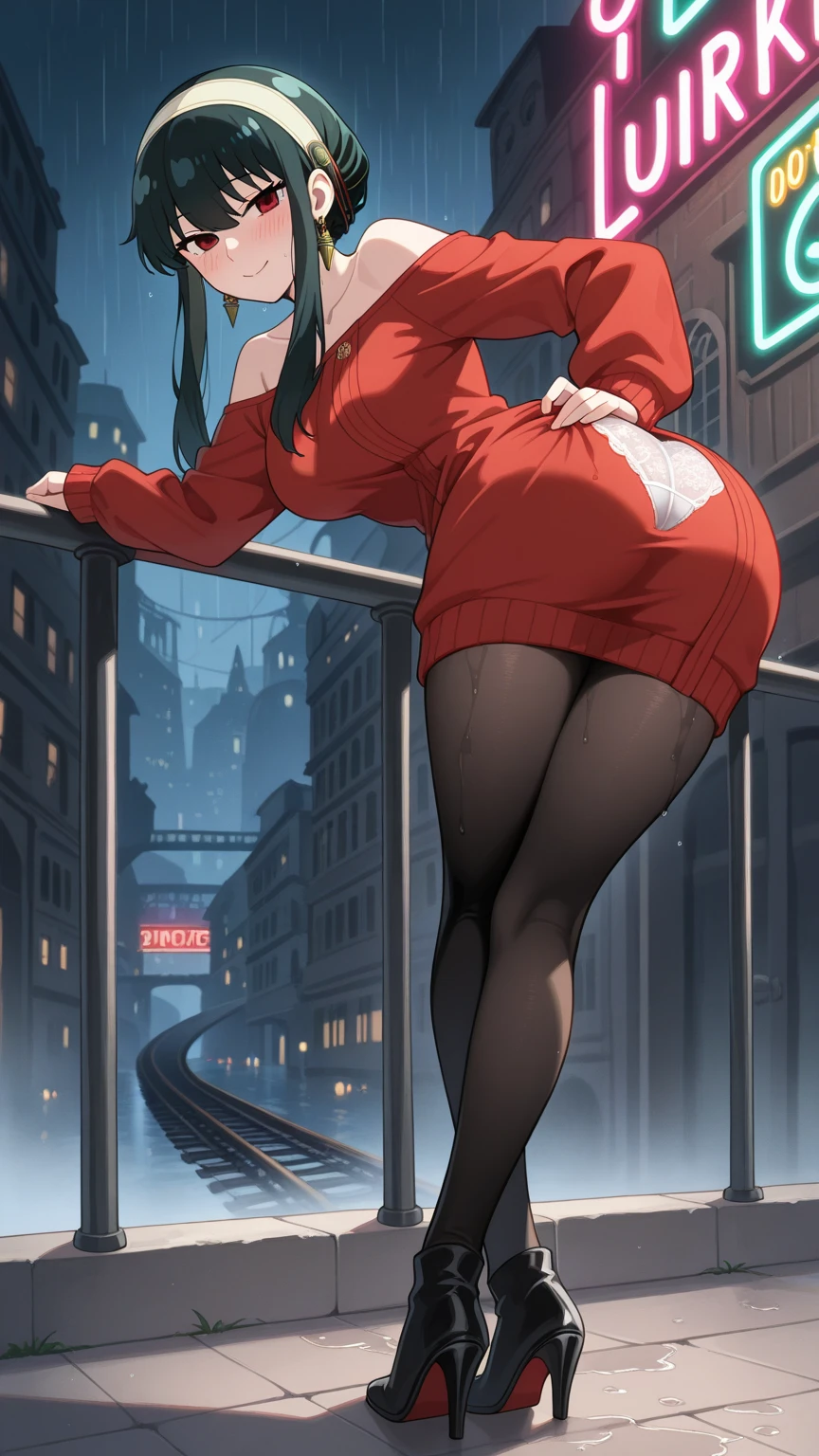 Meisterwerk, (realistisch), high-res, hochdetailliert, kompliziert, Beautiful women, rote Haare, blaue Augen, Sommersprossen, detailliertes Gesicht, red bunny suit, from behind, looking at viewer, showing ass, smile, bending over, bunny ears