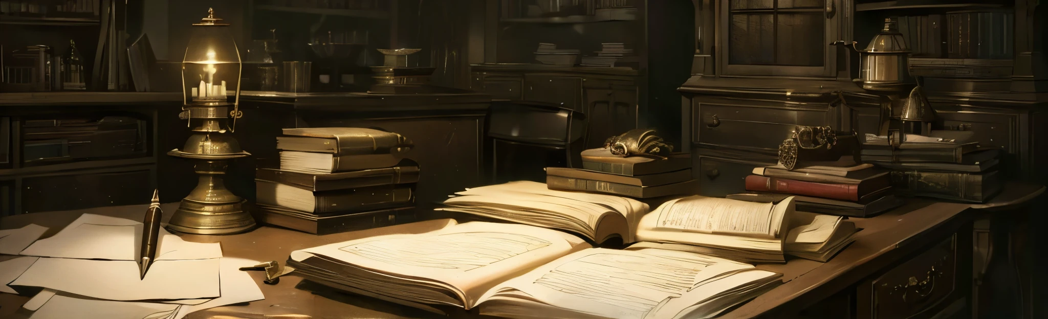 Victorian, ink, pen, desk, papers, books , letters, 1800s, dark, oil lamp, poverty, poor