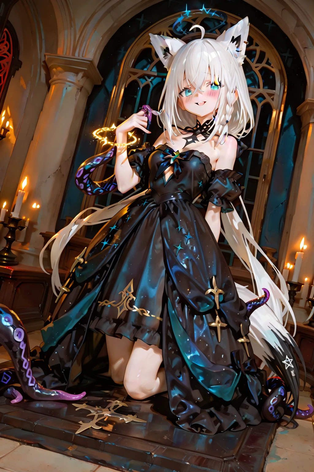 (Highest quality,4K,8k,High resolution,masterpiece:1.2),beautiful detailed eye,length eyelashes,Beautiful lip detail,extremely detailed eye and face,(Vibrant colors,colorful,Contrast enhancement:1.1),dark atmosphere,spooky ambiance,Gothic style,Satanic in front,Devilish charm,(Fine art,shape:1.1),Digital Painting,dark fantasy theme,dramatic lighting,Ghostのようなly beautiful,detailedなテクスチャ, (Horror, dark, Bad luckな) girl, (Gothic, Victorian) fashion, (mysterious, charmな) vision, (pale, porcelain) skin, (length, Flowing) Black Hair, (elegant, Complex) Lace dress, (Bad luck, spooky) Shadow, (spooky, Otherworldly) background, (Illuminated by the moonlight, Ghostが出る) garden, (Bad luckな, charmed〜Three Witch Sisters) forest, (elegant, charmな) Temporarily stop, (dark, mysterious) aura, (mysterious, Supernatural) Powers, (Forbidden, mysterious) mode, (charmed〜Three Witch Sisters, cursed) relic, (Twisted, bent) reality, (charmな, Ghostのような) smile, (cold, bone-cold) silence, (elegant, Gothic) architecture, (Bad luckな, hypnotism) eye, (intense, dark) emotion, (Powerful, order) in front, (Bad luck, Bad luckな) atmosphere, (spookyな, spookyな) detailed, (charmな, charm) performance, (Satanic, Ghostのようなly beautiful) shape, (elegant, spooky) composition, (Surreal, dream-like) scenery, (strict, Bad luckな) cloud, (magic, mysterious) element, (charmed〜Three Witch Sisters, Ghostのような) aura, (Shadowのある, mysterious) shapes, (Ghostが出る, Abandoned) Apartment, (Bad luckな, malicious) 意shape, (Supernatural, Otherworldly) energy, (Ghostのような, cold) whisper, (elegant, dramatic) Temporarily stops, (mysterious, mysterious) beauty, (Devilish, charmな) eye, (intense, Powerful) vision.Open your arms、(((Ghost)))