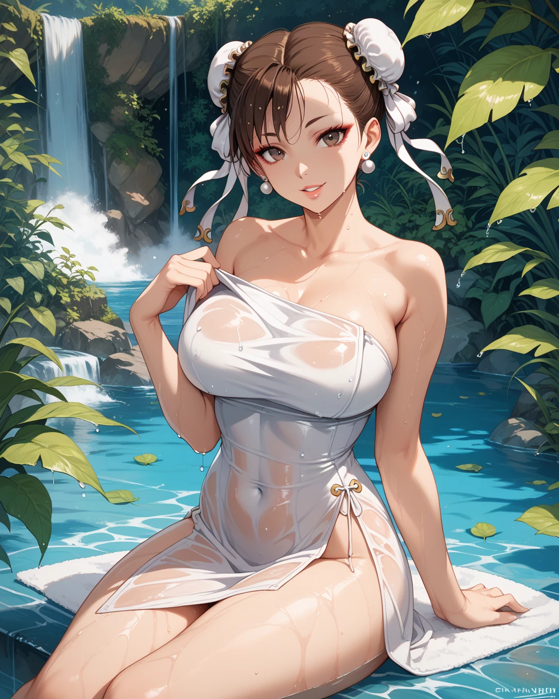 
Swimsuit sexy high resolution, Very detailed, 
ponytail, Large Breasts, 
Back style cute Japanese　Droopy eyes
