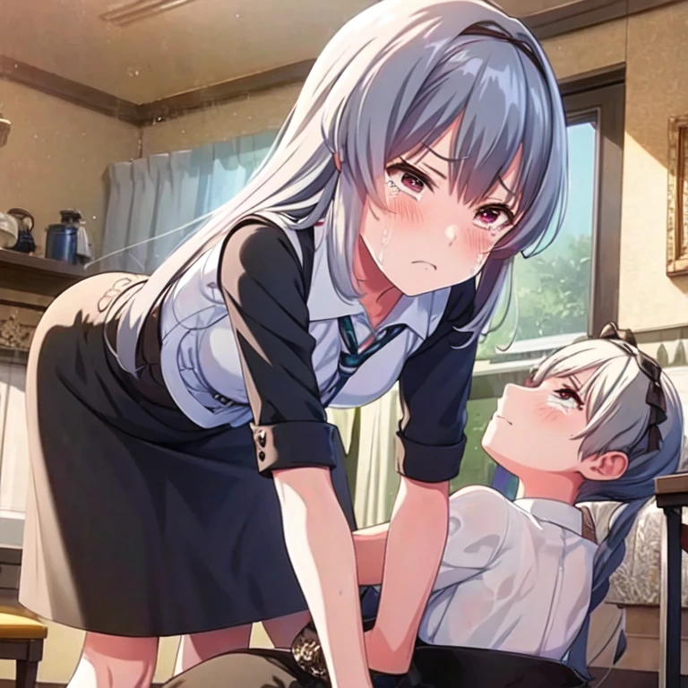 score_9, score_8_up, score_7_up, source_anime, highest quality, masterpiece, 1girl and 1boy, (1boy femnin, otokonoko, femboy, long hair), futa on male, futa is bigger, femdom, forced, uncensored, fellatio,from above,open mouth,kneeling