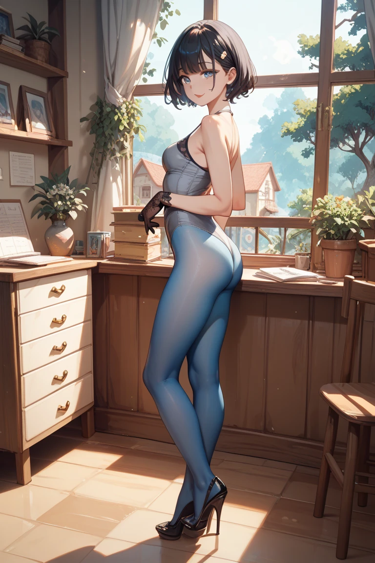 Woman sitting with legs open in blue tights,Tight bunny suit,Legs open,M shape
Hairstyle Short Hair
High Heels　Blue tights
Black tight bunny suit Bunny Suit,bunnygirl,Slightly thicker body shape　Sober glasses
Sitting and spreading legs in an M shape,Open leg sitting with crotch visible