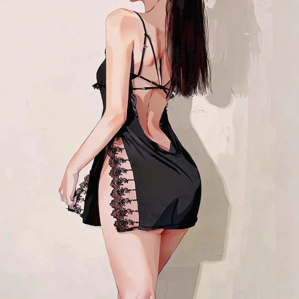 (masterpiece, Highest quality:1.2), One girl, alone,Are standing_Split, , Long Hair，Black sleeveless short vest，naked、Pussy is clearly visible