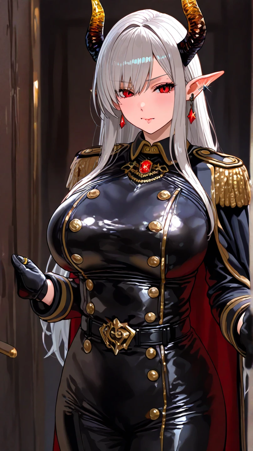 (masterpiece, 4K, best quality:1.2) (Selvaria Bles (Valkyria Chronicles) LoRA) grey background