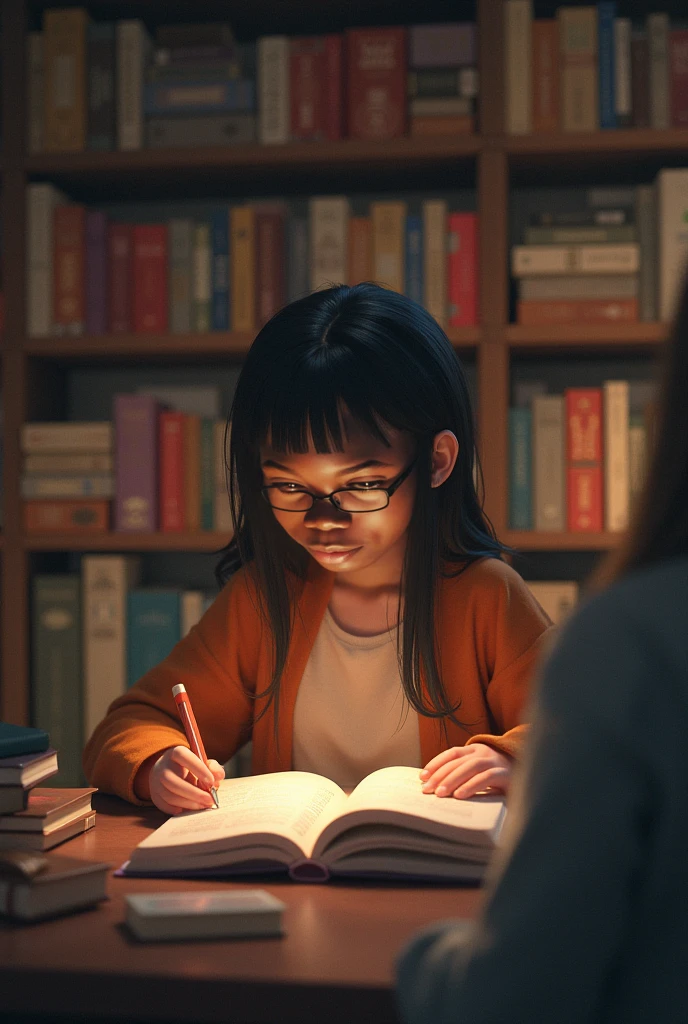 5-year-old child character with the Bible in his hands, dark skin tone and long hair, studying the Bible with his father -- --auto --s2