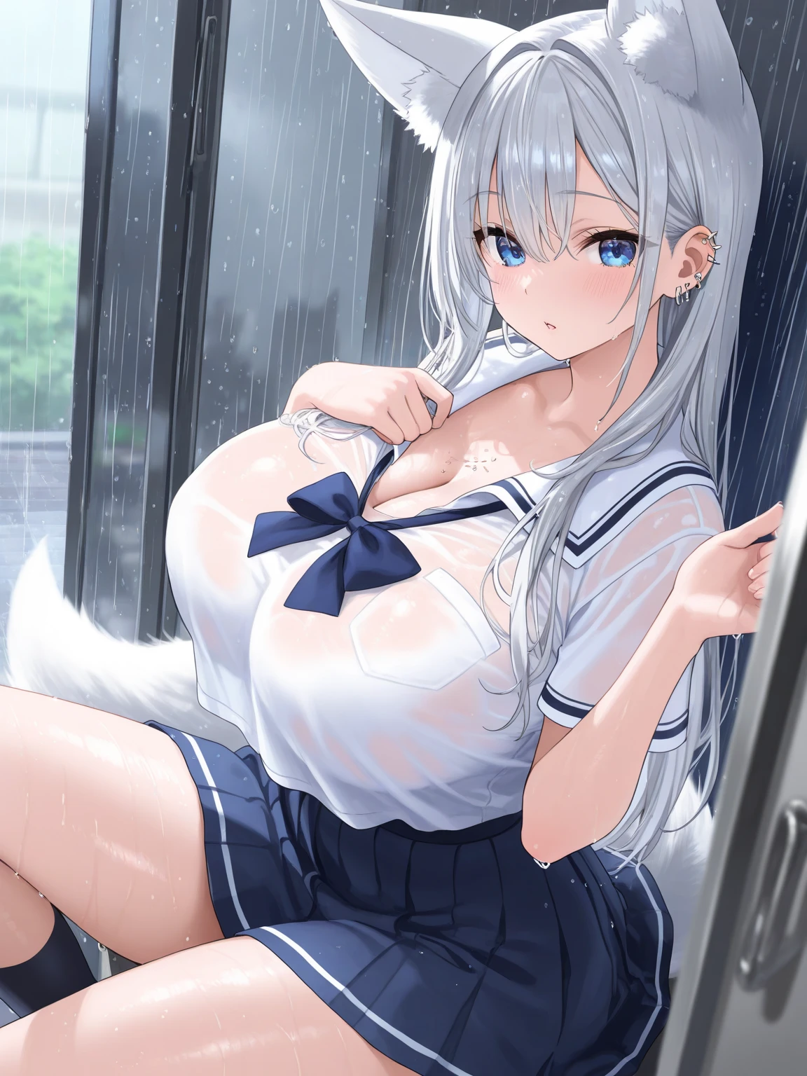 (Master masterpiece:2), blue hair、(((extremely fine and beautiful)))、(16 K:2)、(The wettest one girl:1.6)、(completely nude:1.6)、(small breasts)、(Nominal body type)、(pussy, nipples:1.6)、(cute little)、(embarrassed:1.5), Correct anatomy, Good anatomy、(((The ultra -The high-definition)))、(Ultra HD)、(highly detailed)), ((Very detailed and beautiful)), ((Very detailed and beautiful)), (luminism)), kanatafourth, (white hair:1.3)