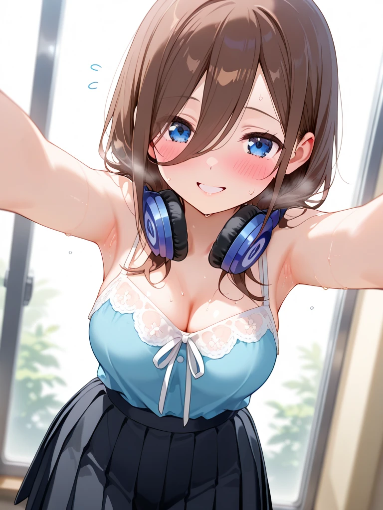 Beautiful eyes、with blush cheeks、Light shines in the eyes、
