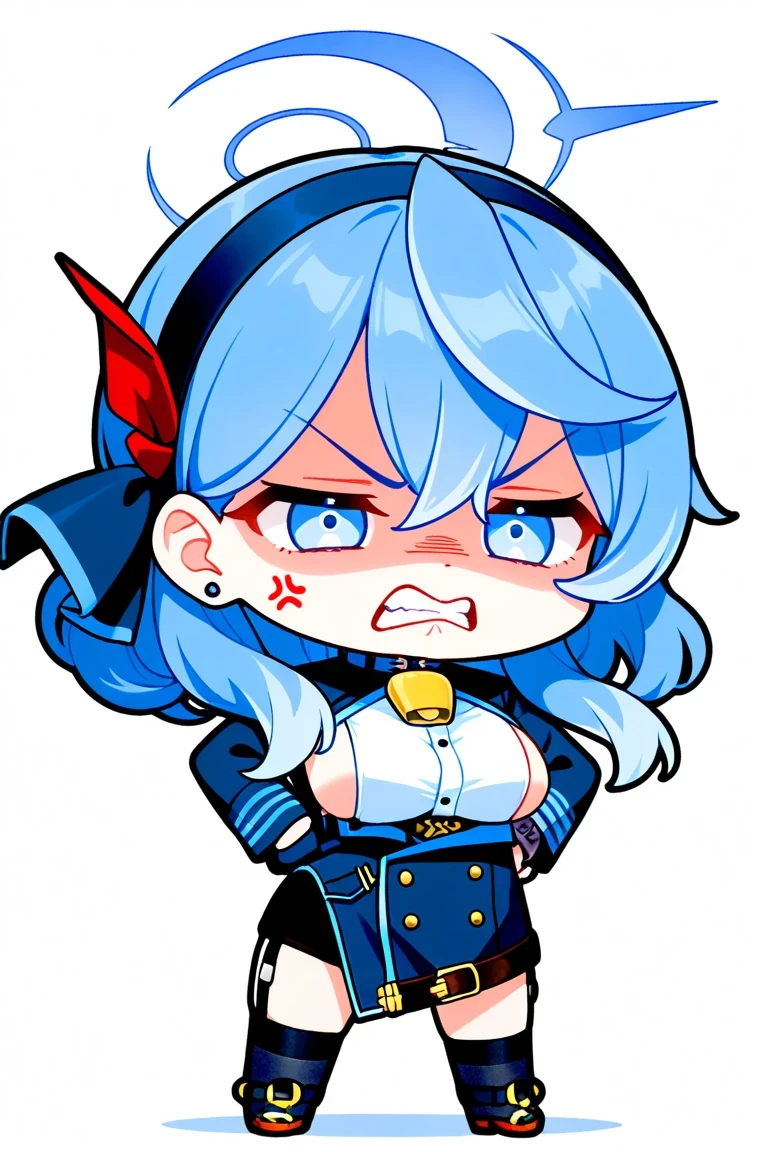 (best quality,masterpiece) thicc, 1 girl, small breasts, wide hips, thick thighs, shy, ponytail, blue hair, narrow waist