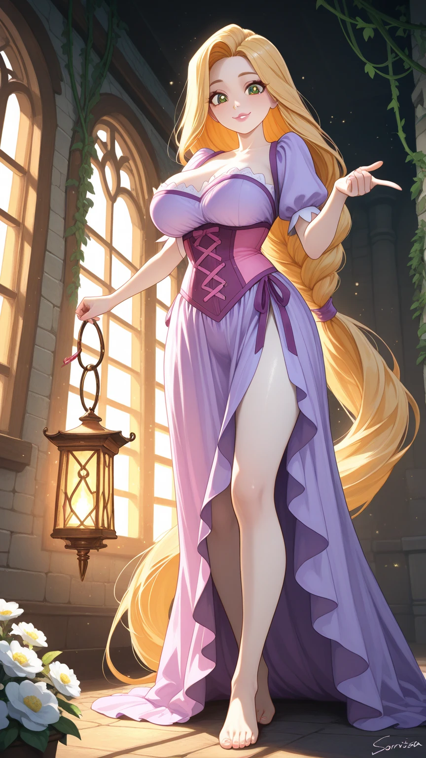 (((masterpiece:1.4, Best Quality:1.4, 8K))), ultra high res, Physically Based Rendering, Portrait, ultra Beautiful Sexy Woman, 24yo, (Detailed large green eyes), detailed thin eyebrows, Highlights in the eyes, no makeup, (half-updo blonde long hair), Highly detailed facial and skin texture, Clear focus:1.2, Slender beauty:1.4, ((gigantic breasts:1.5, breasts exposed)), Slim abs, narrow waist, oval-face, Clear facial features, (gentle smile:1.3), standing, golden glitter tight backless micro dress, off shoulders, sleeveless, (background with Full of golden light particles):1.4, on a simple dark background, glitter:1.3)),