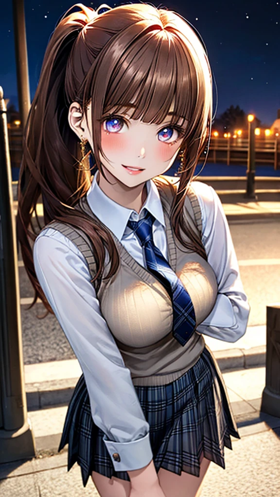 1 Female,High definition,high resolution,Ultra-realistic,8K, hmza, short hair, antenna hair, brown eyes, , blue necktie, (black jacket), yellow shirt,long sleeves,( black skirt),tight skirt , miniskirt,European,sexy,Upper body close-up,Photographed from the front,Dynamic Angles,blush, (big tits  ), happy, wink the eye,facial, sweat ,(wide thighs:1.4),(white panties),(show panties),(pubic hair),(cameltoe)