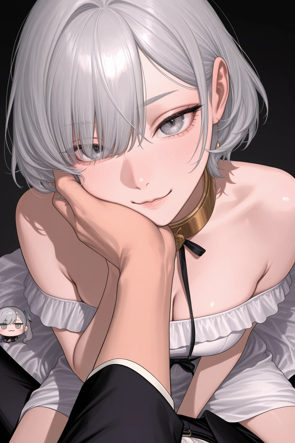 The ultimate nude sculpture, (((Very elegant and beautiful, Perfect detail, Very detailed))), whole body, The most detailed girl, Written boundary depth, 美しく詳細なwhole body, Thin legs, 1 girl, 23 years old, Short Hair, Spiked Hair, Gray and silver hair, Beautiful detailed hair, Perfect Face, Expressionless, Beautiful, detailed, deep eyes, Please open your mouth a little, Delicate arms and hands, Pale skin, Earrings, Beautiful and gorgeous necklace, Colorful background, HD background, Blurred Background, Very delicate and beautiful, masterpiece, (((Highest quality, Very beautiful 8K CG wallpaper))), (((Trendy hairstyles))), (Inside the room,Stylish interior,window),Lying on the bed, facing forward and looking at me