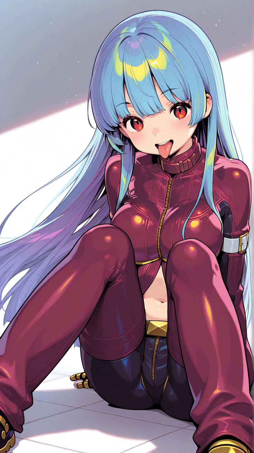 Cartoon drawing of a woman in red and black costume, wide shot,whole body,sexy pose,big hips, big,highest quality, Super detailed , (white skin: 0.6), reddish pink hair, ponytail,golden eyes, bangs, big breasts, beautiful, masterpiece, highest quality, shiny skin,indoor,professional wrestling ring,Sexy pubic pose gesture