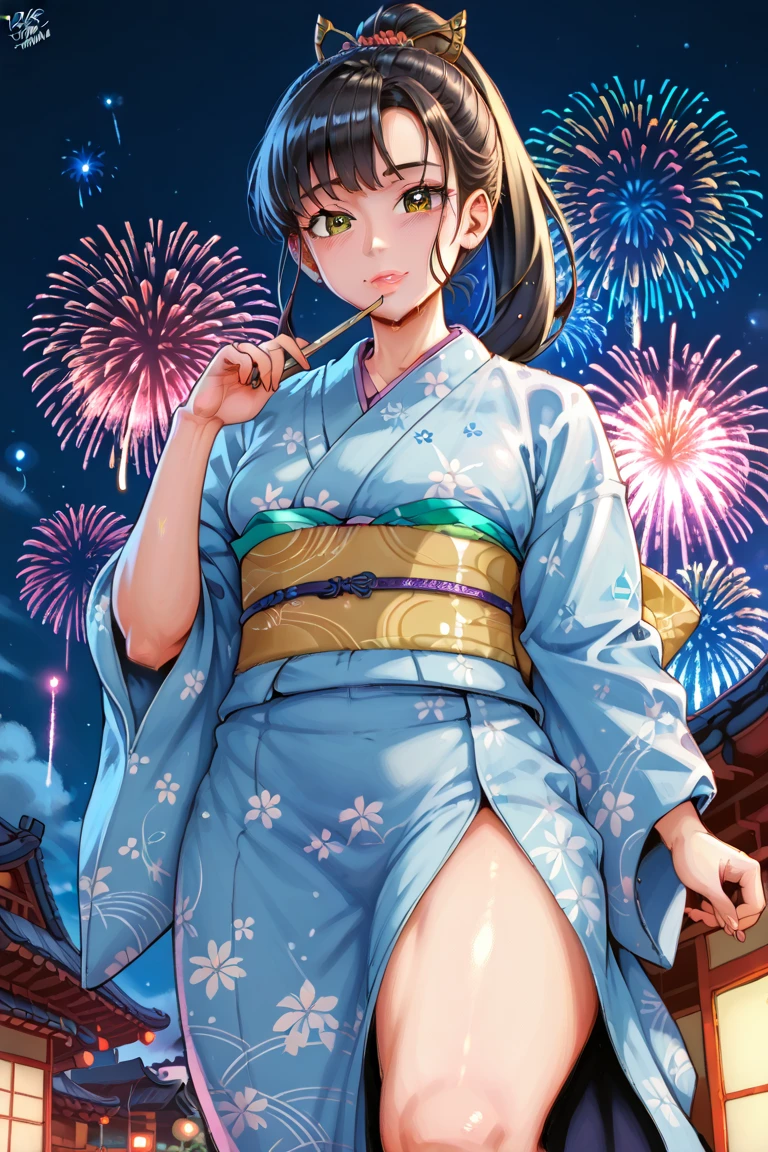 (masterpiece, Highest quality, 8K ultra-high resolution:1.4), 14yo, kawaii, nsfw, Pokemon Riko, Down blouse, , (Navy blue frilly yukata, Frilled underwear, night: 1.4), (Summer festival), ((turn around)), Beautiful Eyes,Flash photography, Backlight, ((Spread your legs)), (The best smile:1.4), (Show your palm to the camera), (Beckon), Written boundary depth, Dramatic portrayal, (Colorful fireworks background), Focus of the film, , Emotional composition, Emotional engine full throttle BREAK Young and cute, Slender body, Flat Chest, Highly detailed glossy skin,Sweat, 完璧なPokemon Riko
, Wind, detailed in the Wind, petals dancing in the Wind
BREAK
ultra detailed crystal eyes, Eyes like shining jewels