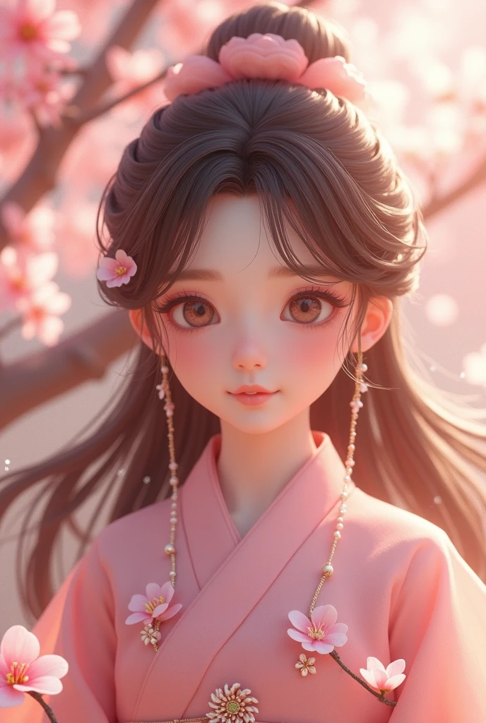 A little girl,Hold your arms,Frowning,Staring at you angrily,Pouting angrily,Floral half-sleeved cheongsam,Cute fat girl,A ball head