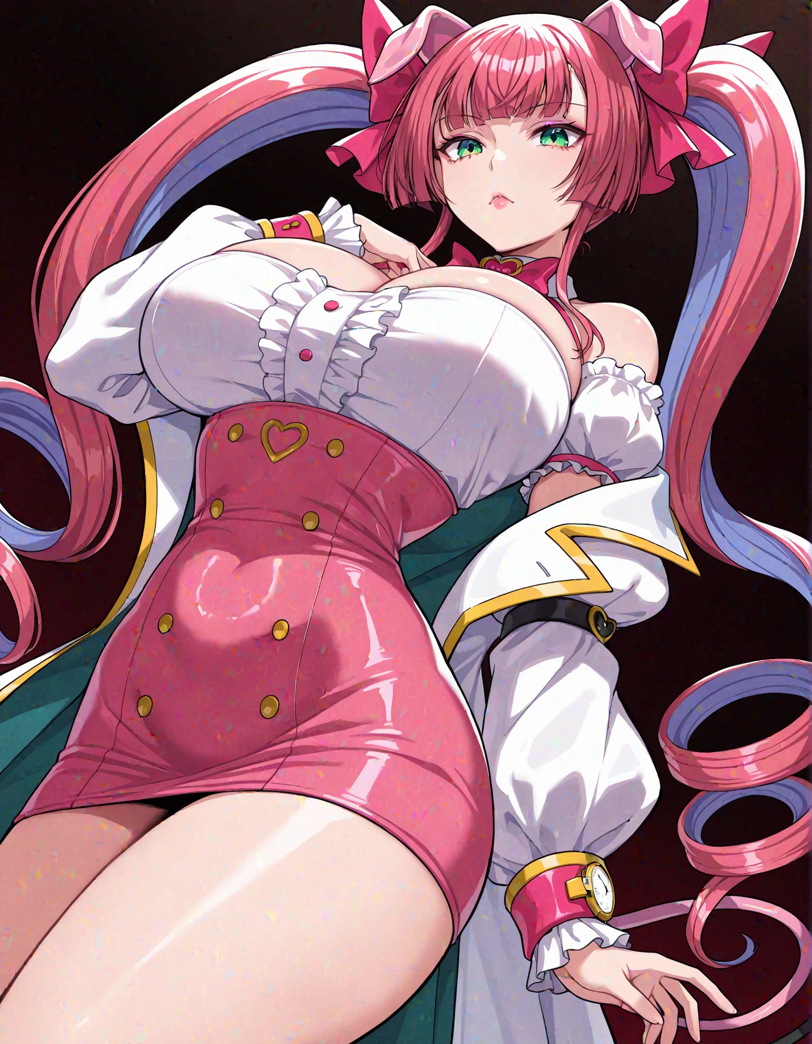 ,, nsfw,hentai,perfect anatomy,perfect human structure,(masterpiece:1.4),(best quality:1.4),(high resolution:1.4), ultra detailed,Beautiful and detailed eyes,8K,detailed beautiful face and eyes,expressive eyes,super beauriful and detailed hair,super detailed skin,(beautiful and cute:1.4),incredibly absurdness,flawless,
, Looking at Viewer,
(hyper extreme detailed),(hyper extreme),(photorealistic),CG,(colour:1.2), beautiful lighting,light from the front, solo,smlie, Escalayer,pink hair,long hair,hair_ornament,blue eyes,pink dress,white long glove,thigh_boots,
(embarrassed,blush:1.3),sexy,hentai,erotic,steam,beautiful Vivid colors,