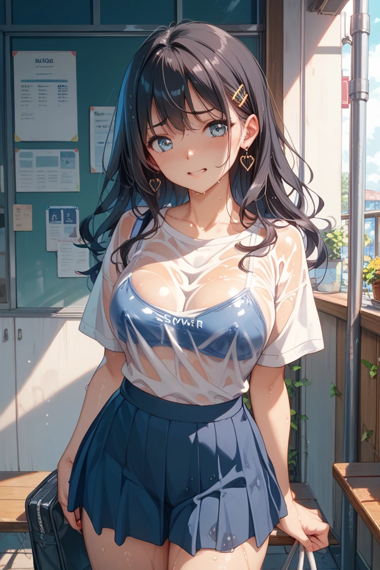 (masterpiece, best quality),
1girl, (clothes lift:1.5), hands up, cowboy shot,
break girl, long black hair, red eyes, school uniform, white shirt, embarrassed, nose blush, pink bra, lace bra, (underboob:1.5)
BREAK background, classroom,Large areola,Nipple erection,Backlight,Realistic Flesh,Stylish hairstyle,Stylish uniforms,