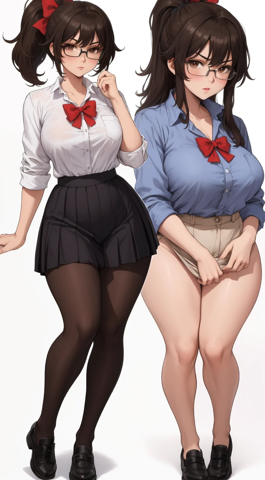 Big Breasts, Big Hips, Full Body Shot, Mature mother, Voluptuous thighs, ox, Seductive mature woman, Perfect body, Plus Size Model, Sailor suit, Wearing high heels,Miniskirt Uniform, 
