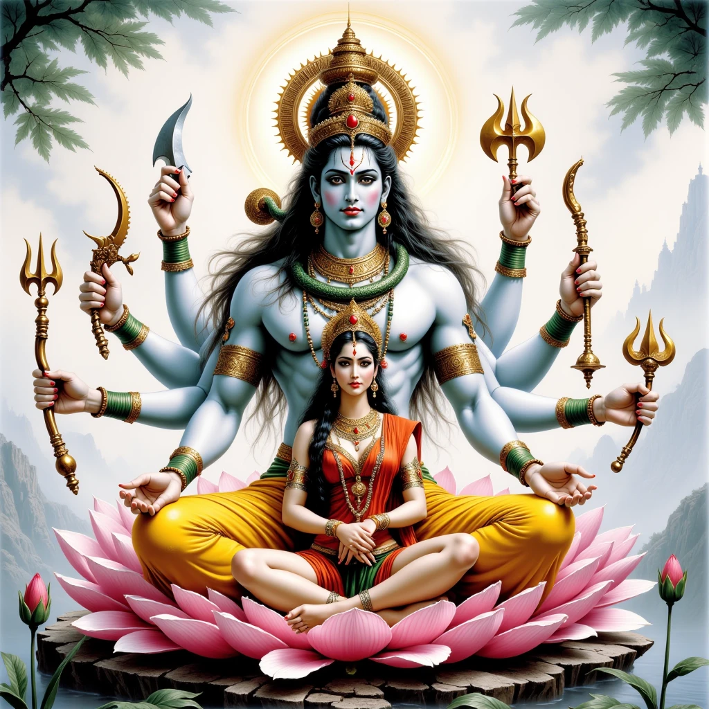 a painting of a woman with horns and a snake in her hand, god shiva the destroyer, lord shiva, shiva, beautiful image, hindu god, indian god, by Jitish Kallat, devainart, 😃😀😄☺🙃😉😗, beautiful depiction, hindu gods, hindu art, mythological painting, naga-hakash, godess