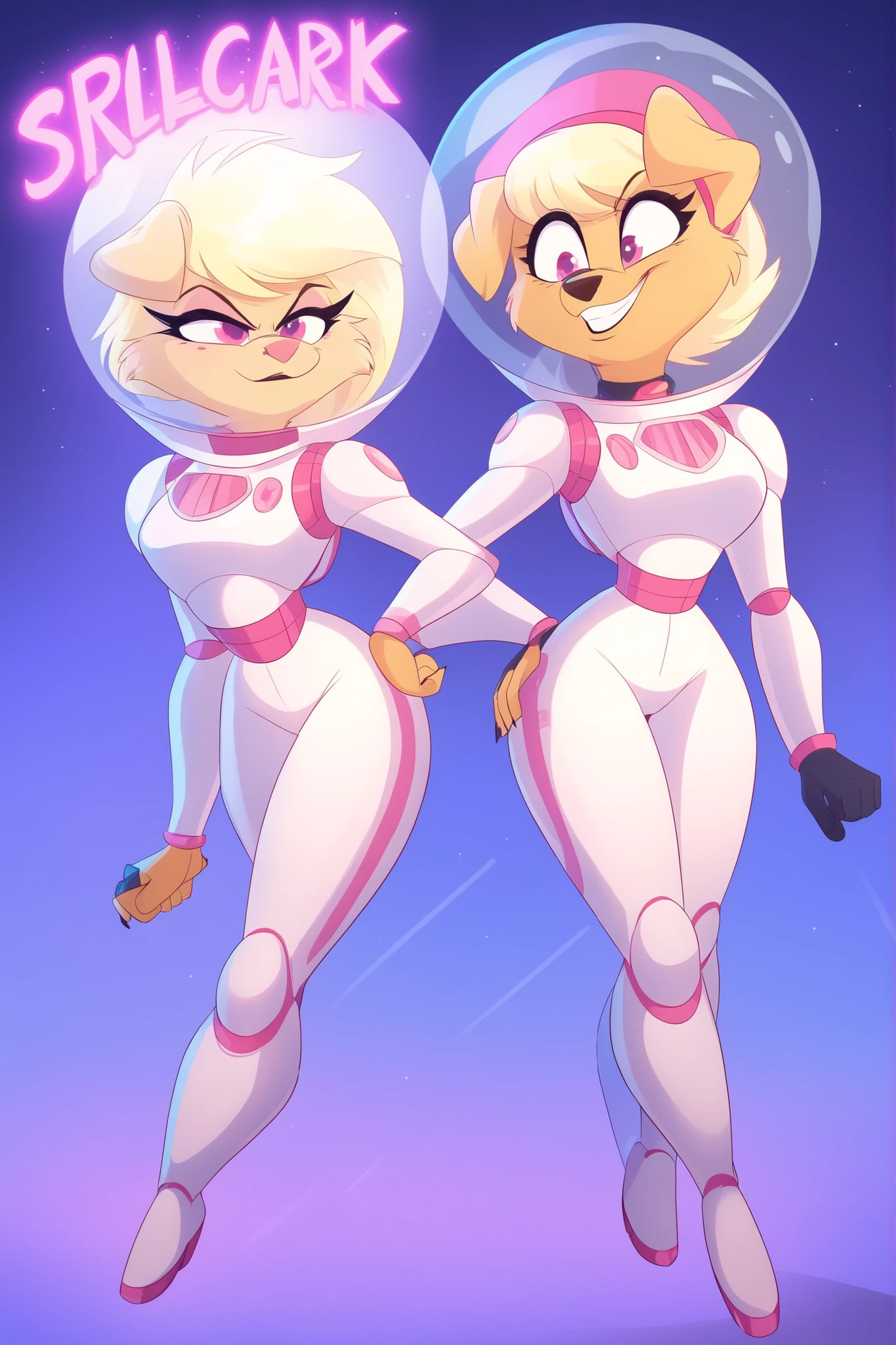 Furry, centaur, taur, snow leopard, jumpsuit, sci fi, yellow fur, blonde hair, space ship, bomber jacket, nub tail, chakat, fluffy, female, large chest, feline, large paws