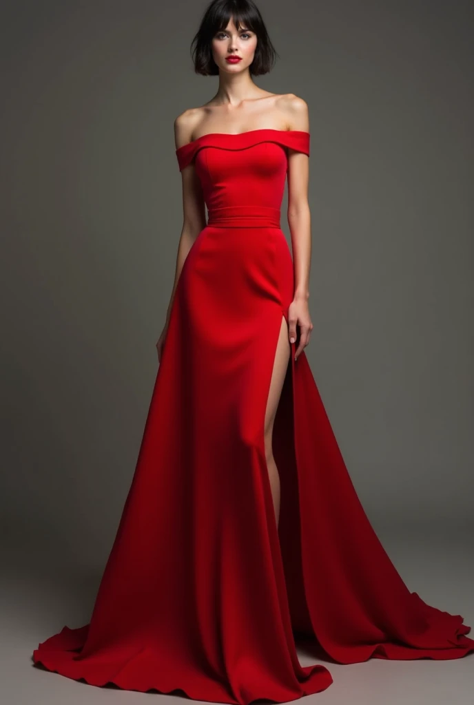 Red dress with gold line at the bottom