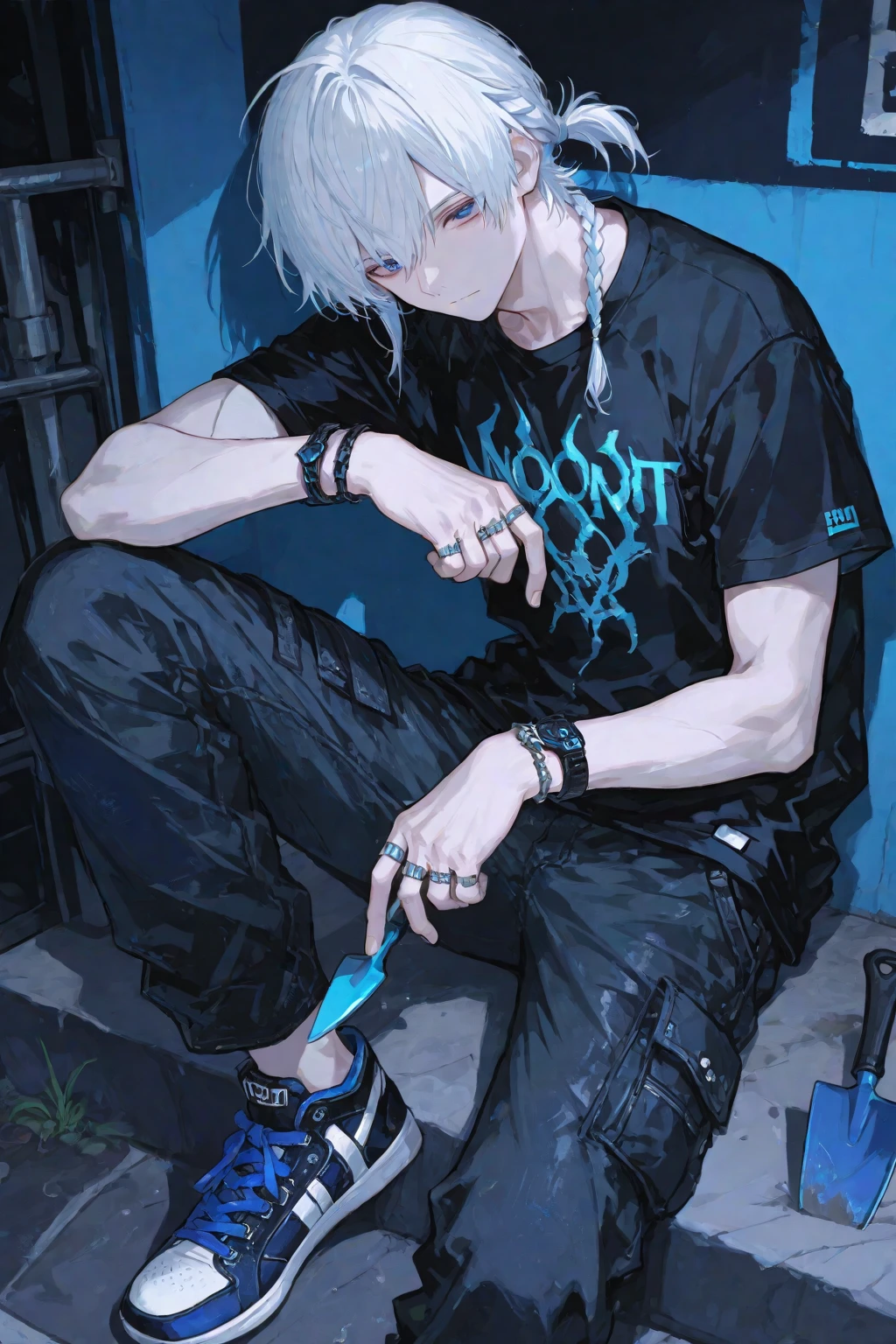 Handsome,Wolf Ears,His hands are restrained and raised above his head,belt,Her hair is short,He's in a jail cell,handcuffs,male,Wearing a collar,He's not wearing much clothing