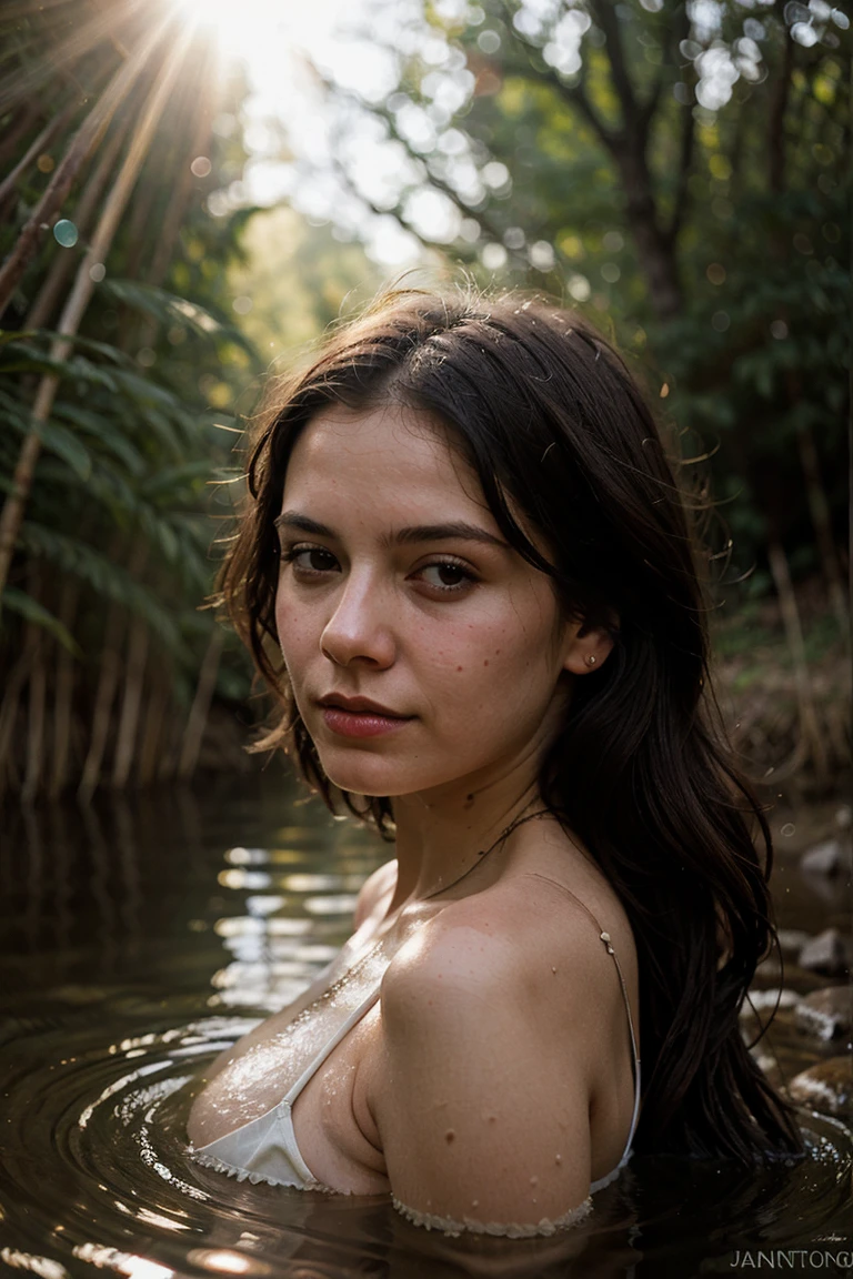 11year old European girl, nude, in the jungle, stunning looks,