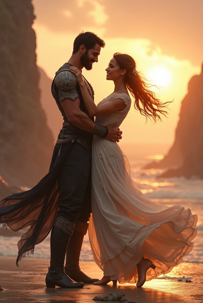 Cloud und Tifa  am Strand  aus Final Fantasy 7 Remake, kissing on the beach, UHD, masterpiece, ccurate, anatomically correct, high quality, high details, super detail, textured skin, best quality, highres, 8k