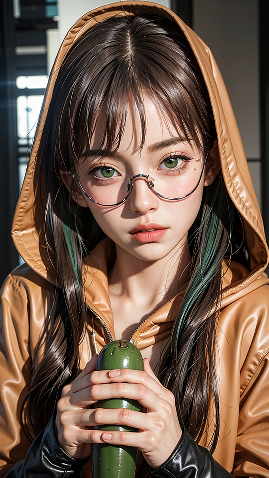 (masterpiece, best quality), 1girl, c.c., cosplay, feet, green hair, long hair, looking at viewer, parted lips, realistic, solo, straitjacket,