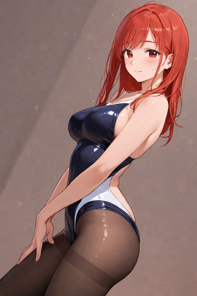 best quality, masterpiece, high quality, insanely detailed, ichika nakano, one-piece swimsuit, breasts, pantyhose, blush,