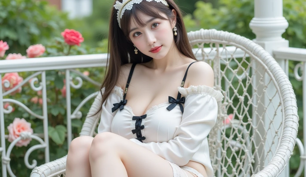 (masterpiece, the best_quality, S上er detailed, 8K, Ultra-high resolution, perfection:1.Long Hair，shining eyes, shy, Blushed, Moist oily skin,  Large Breasts, Overflowing big breasts, Big Thighs， Beautiful hip curves,  Skimpy, Facing the audience, Windows, Korean Goddess,Off-the-shoulder white shirt，Tight Skirt, Thick lips，Not compact，下垂的Large Breasts，Gorgeous Korean model, Beautiful young Korean woman, Thick lips，Duck mouth，Asian Girl,watching the future,Portrait photography，Mr.々Such a situation，Emphasized breasts，Ultra HD，CG-like face，Outdoor