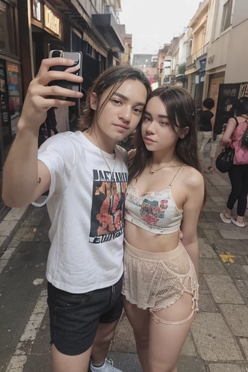 un couple qui sont dans la rue , une fille francais et un garçon sri lankais de 16 ans