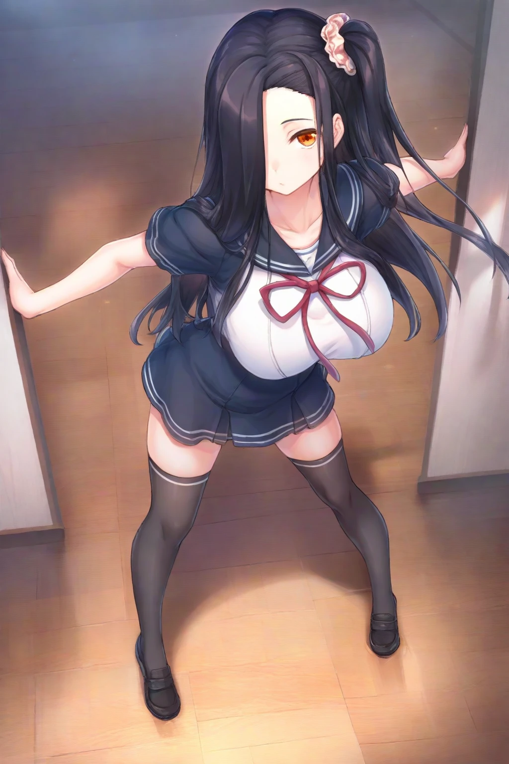 (masterpiece, best quality:1.2), 1girl, solo,standing_split,
yuuki mikan, long hair,black sleeveless short vest,pink skirt,black