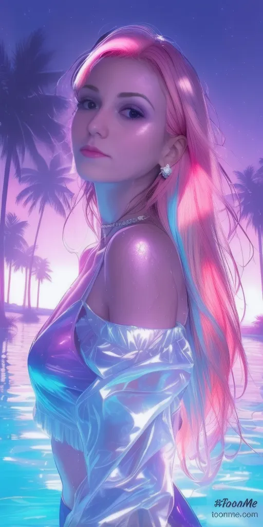 (, line art, halftone),((startled,full shot body,looking at viewer, )),(perfect face, wide hips),(Pastel colors,dreamscape,white sky, rainwater, ocean,)  Long hair loose,  natural beauty, beautiful, natural body, Scandinavian, Mexican , Polish 25 yr old young Woman, long messy dirty blonde hair, bikini