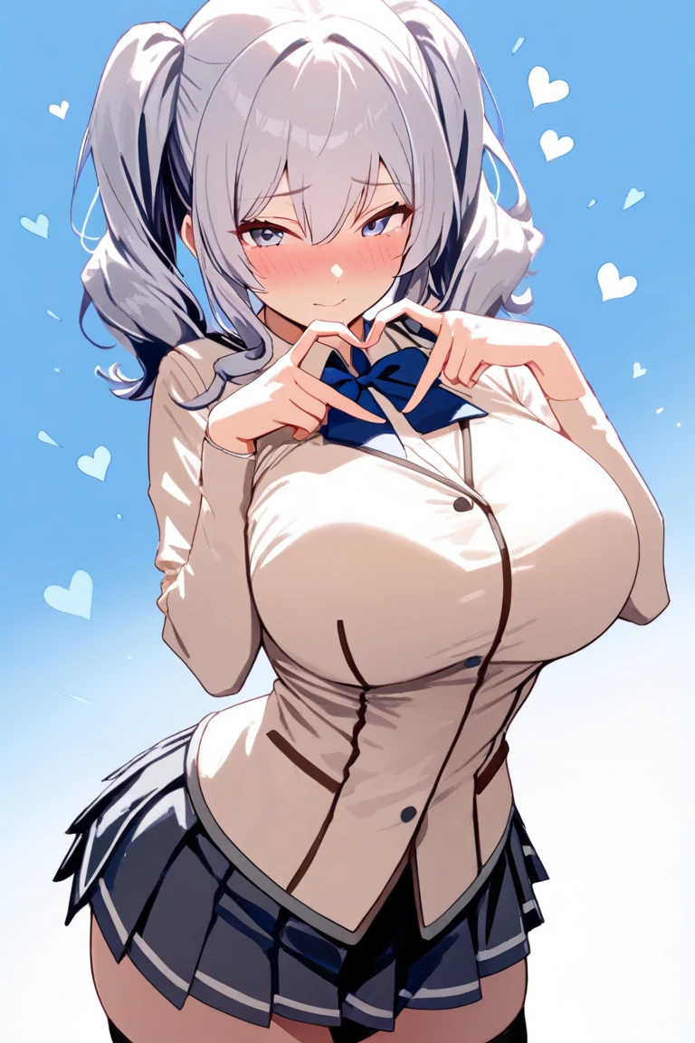 (Full body:1.2),(arms behind  head:1.5),(Spread her legs:1.2),Cinematic lighting,view the viewer,(Shiny skin:1.2),Shiny pantyhose,Beautiful face, Highly detailed,offcial art, Extremely detailed CG unity 8k wallpaper,Best quality,((巨作)),(Detailed eyes1.2),absurderes, incredible absurdity, hugefilesize,Ultra-detailed, Extremely detailed, Beautiful detailed girl, Beautiful detailed eyes,1 Girl,(独奏:1.1),kawaii,only_sshoulder,(White shirt:1.5),(Ultra short pleated skirt:1.2),((tight  garter_a belt)),(black legwear:1.2),hearts in eyes,Long hair,(White hair:1.2),Striped hair,Confusion_the hair,(Huge:1.2) breasts,the hair_bow,Collar,Thick coating,The Face of the Anime Goddess,Proud,Tight thighs,between breasts,breasts parted,(Stand:1.5),Devil figure,((Tilt the upper body forward )),( from a bottom-up perspective)