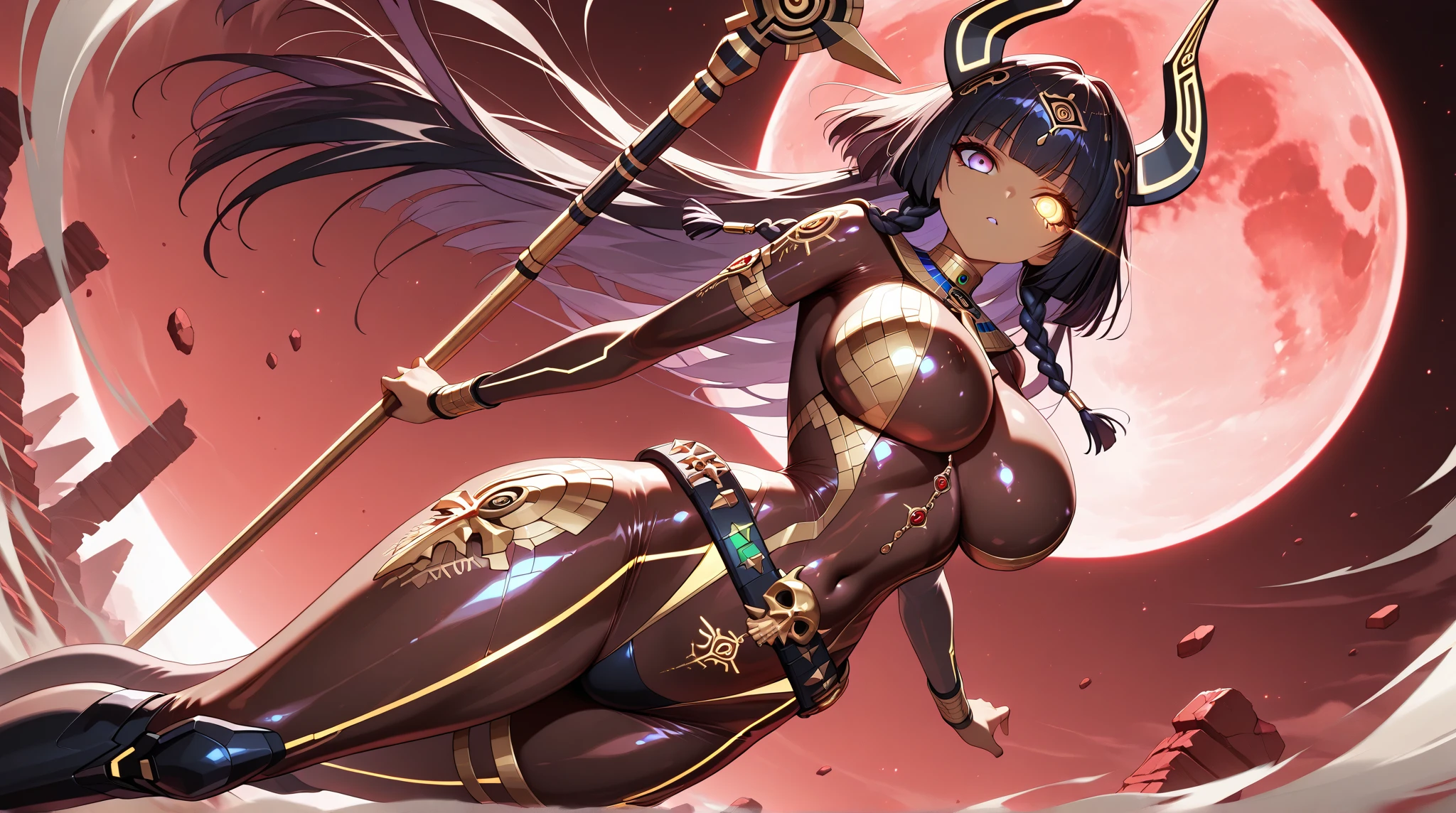 ((Best quality)), ((masterpiece)), (detailed: 1.4), crysis nanosuit, square chin, Guweiz-style art, Guweiz, beautiful character painting, Guweiz in Artstation Pixiv, Guweiz in Pixiv ArtStation, beautiful digital art, Wlop Rossdraws, Guweiz masterpiece, (Absurd), Thin woman airplane pilot, Egyptian ready for war, perfect body, dark skin, Tutankhamun mask, (((Hemhem crown on head, Style of a triple Atef))), (((Khat))), (((defined muscles, half-thick bare thighs, mouth closed, only in panties, muscular body covered in technological clothing, Neon Genesis Evangelion style, cyberpunk, ((Sphinx)), (Cleopatra), head covered by an Egyptian ornament in the shape of a golden eagle wing, ((perfect medium breasts)), (white eyes without pupils), (((black, silver and red clothing)), (((long black straight hair with heavy bangs on the forehead))), (Egyptian ornaments), ((hieroglyphics on the arms)), short underwear, garter belt, by mucha, niji --V5, close to real, psychopathic, crazy face, sexy pose, background with a sphinx, 2 piece clothing, pastel, centered, scale to fit dimensions, HDR (High Dynamic Range),Ray Tracing,NVIDIA RTX,Super-Resolution,Unreal 5,Subsurface dispersion, PBR texture, Post-processing, Anisotropic filtering, Depth of field, Maximum clarity and sharpness, Multilayer textures, Albedo and specular maps, Surface shading, Accurate simulation of light-material interaction, Perfect proportions, Octane Render, Two-tone lighting, Wide aperture, Low ISO, White balance, Rule of thirds, 8K RAW