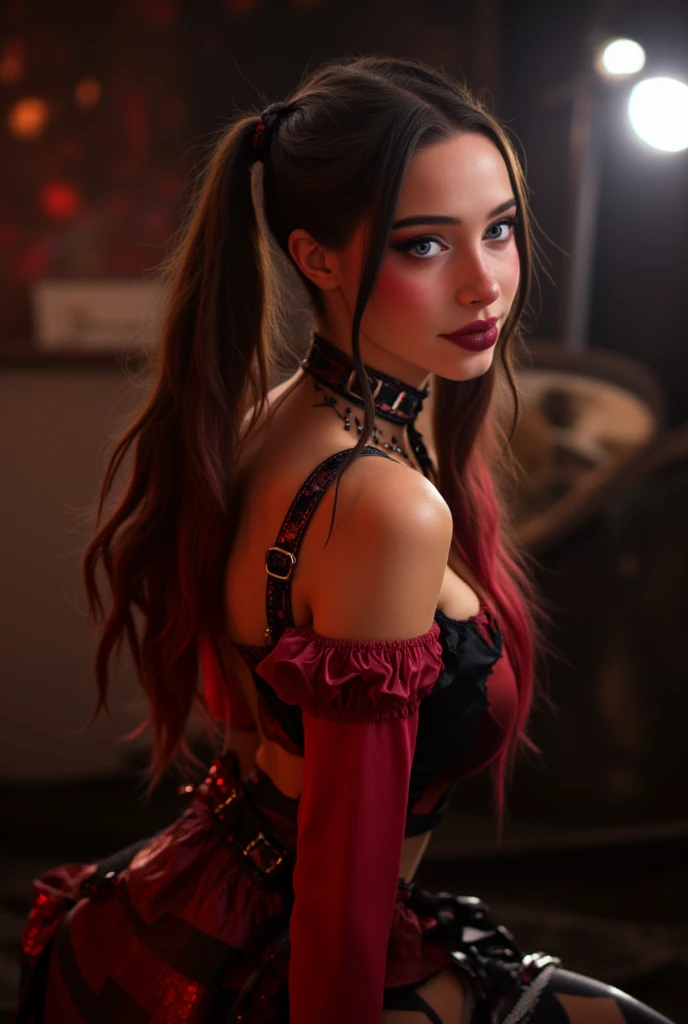  mulher A vampire malkaviana  30 anos ,thatbelo ruivo,tied like pigtails,that,gigante breasts ,thatmisa social branthat aberta sexy,plaid hip skirt,red bra,red choker,smudged black makeup,red lipgloss stick,pose sexy pscicopata ,triple bipolar personality ,rindo como louthat,Gothic style,A vampire
