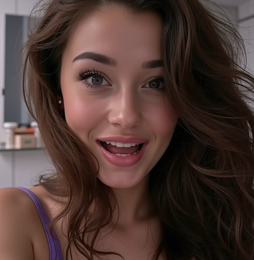 ((1 Spanish lady)), (kiera knight) (15 years)), beautiful ethereal, (awkward and seductive smile) with some teeth visible, by the wide, loving look at the camera, shaped body, big breasts, big ass, Sexy front pose ((David Hamilton Style)), detailed photo of the whole body, sent, luz outfit, boss'artwork, Best Quality, photorealistic, 8k, High resolution, realistic and detailed skin, 8k euh, Digital SLR Cameras, luz outfiting, high quality, film grain, Fujifilm XT3, totally naked
