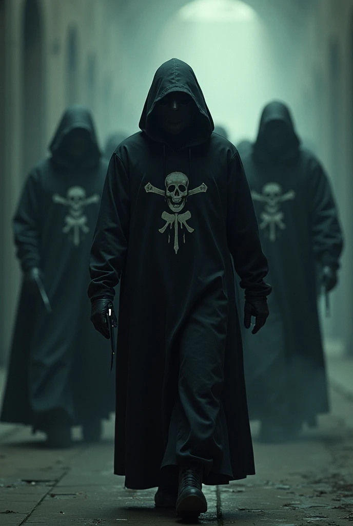 yellow and black, skull face medieval cultists, in the style of Mork Borg, strong contrast, grunge dirty punk splash art, zine black metal, forest color splash background