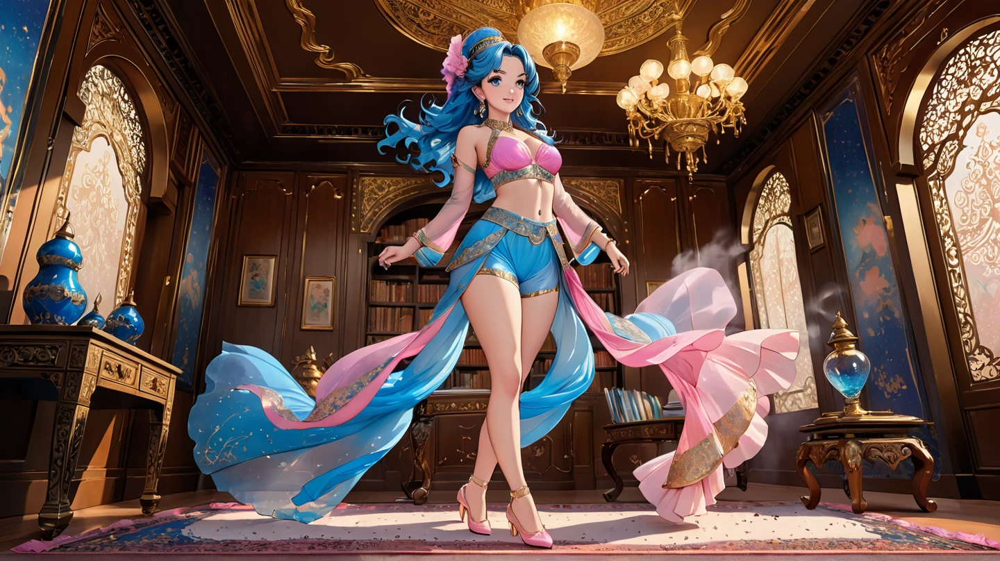 In the illustration of this super-grand scene,We enjoyed a fascinating sight,Various scenarios of the multiverse come together。In this intoxicating exterior,We see a mysterious Circe dancer,(The Circe dancer look incorporates Tiflin、the elf、fairy、Angels and many other magical fantasy races:9.99),ella(The whole body appears in the long-range shot:9.99)Half-dressed,She is graceful,Dance on the water。Her dancing magic keeps her costumes changing,Blend in with the beauty of the surroundings,Adds an unpredictable charm to the whole scene。The dancing of the Circe dancers is intoxicating,Her rainbow cape fluttered behind her like a flying carpet。This cape consists of different styles、colours、Made from small parts of materials and styles,The trailing tail is long and beautiful。Her dancing trajectory is accompanied by the glare effects of neon lights and magical stars,Blend in with your surroundings,Creates a stimulating atmosphere for the senses。Circe dancers have an extra-tall figure and curved curves that explode,Her body features are full of seductive sexiness。Her physical appearance includes::(K-cup size with wide silhouette is oversized and teardrop-shaped chest:9.99)、(Narrowed sternum and waist and abdomen:6.66)、Charming face、(Huge Kaziran colored eyes:99.99)、Makeup、Slender neck、Beauty collarbone、Slender arms、(Graceful hands that are ergonomic and physiologically normal:9.99)、Slender waist and abdomen、Round buttocks and slender long legs,Showcases attractive curves and lines。Use Midjourney's advanced brush tools、Color palettes and texture packs,We are the faces of Circe dancers、skin、Costumes and rainbow capes give intricate textures,While increasing realism(Again add the super-large chest contour and inflate the chest:9.99)And make Jushuo teardrop chest soft elastic oil,She also made her costume and cape blend different materials,Show a variety of styles,From evening dresses to princess dresses to tulle,(Full of creativity and fashion:6.66),It also makes the whole sce