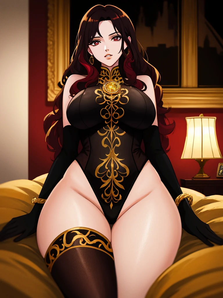 (best quality,4k,highres:1.2),ultra-detailed,realistic:1.37,brown-haired woman with orange eyes,thicc mommy wearing skimpy sexy outfit,has sultry look on her face,wearing fur lined robe,with seductive gaze,confident posture,pin-up style,fierce attitude,magnificent figure,provocative clothing,adorning jewelry,exquisite makeup,standing in a luxurious setting,soft lighting,rich color palette,hint of mystery,masterpiece-worthy,alluring presence,with a touch of elegance,showcasing her curves,with fine attention to detail,endless charm,captivating expression,unique fashion sense,eye-catching appeal,expressing sensuality,exuding confidence,seductive aura,creating a sense of allure,stylish and glamorous ambiance,proudly embracing her curves,embodying female empowerment,celebrating beauty in all its forms, ((((huge muscles)))).