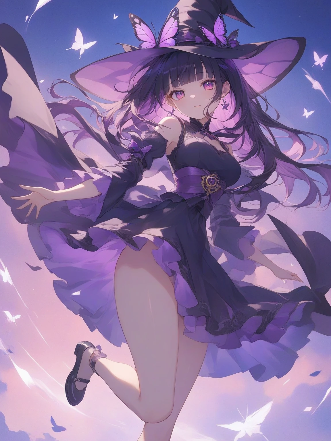 32k, best quality, ultra high res, HDR, UHD, extremely detailed CG, unity 32k wallpaper, (((16k))), (((hight quality))), (((high-level image quality))), (((beautiful colorful eyes))), (((beautiful colorful hair))), ultra detailed colorful antenna hair, (((smile))), (((happy))), (((16k quality full moon))), (((extremely detailed background))), (((starry sky background))), (((town background))), (((unity 16k wallpaper))), (((masterpiece))), (((best quality))), (((ultra-detailed))), (((an extremely delicate and beautiful))), (((beautiful detailed eyes))), (((beautiful detailed glow))), ((((ultra detailed colorful plaid dress)))), (((peer in from below))), ((cowboy shot)), ((face focus)), (((ultra detailed plaid witch hat))), (((panty shot))), (((purple plaid underwear))), (((purple over-kneehighs))), (beautiful five-fingered hand),