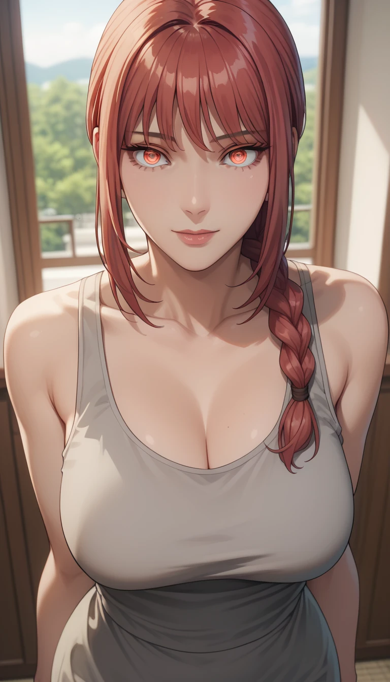 masterpiece, best quality, (extremely detailed CG unity 8k wallpaper, masterpiece, best quality, ultra-detailed, best shadow), (detailed background), (beautiful detailed face, beautiful detailed eyes), High contrast, (best illumination, an extremely delicate and beautiful),1girl,((colourful paint splashes on transparent background, dulux,)), ((caustic)), dynamic angle,beautiful detailed glow,full body, paint splash on face. close up of a woman, anime girl with red long hair and blue jeans posing for a picture, realistic anime 3 d style, android 18, seductive anime girl, anime realism style, attractive anime girl,beautiful alluring anime woman, looking like Makima