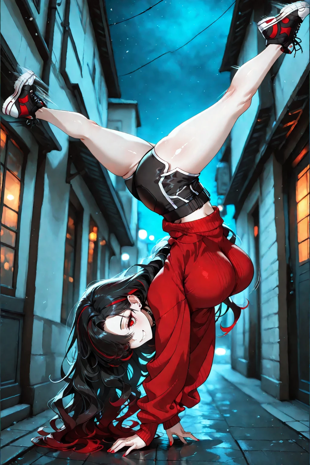 Ravishing giantess in a tight red dress, with flowing raven-black hair and piercing blue eyes, strides through a medieval village. Her towering form causes chaos, and she smirks at the terrified villagers. Her friend, a similarly dressed giantess with brunette hair and green eyes, joins her, both laughing at the tiny people. Giantess, Goddess, sexy legs, heels, hot, curvy body, mommy issues, small town, small people, tiny people, macrophilia, perspective from below, high quality, almost naked, mature women.