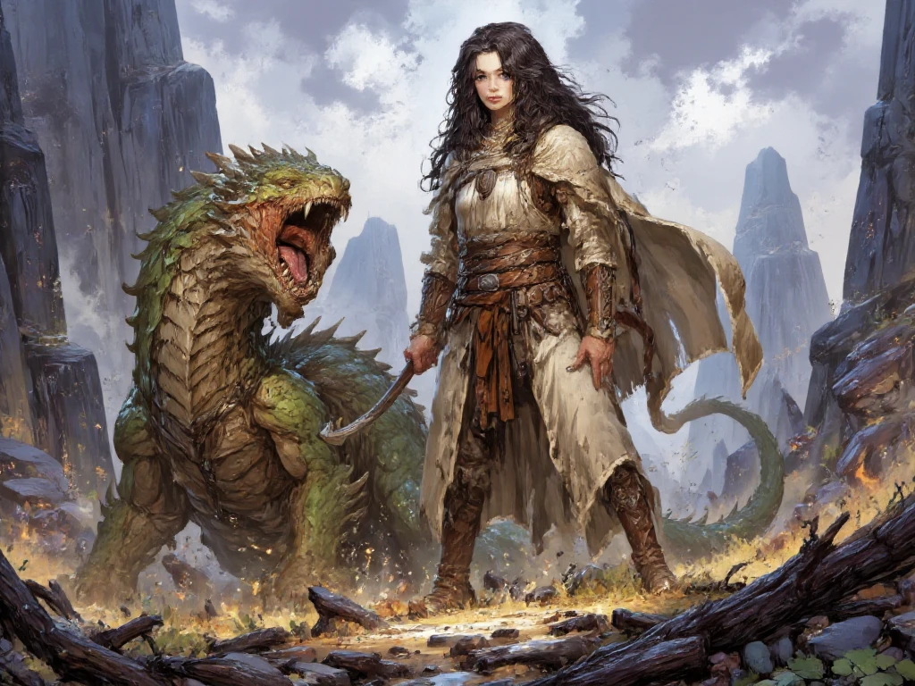 vector t shirt art ready to print, water color, graffiti style, Chinese brush art, , monster hunter wearing scale armor and a fur cloak, long black hair, clean face, leather boots, symetrical eyes, perfect face full body, 32k resolution, best quality, dynamic pose, action pose