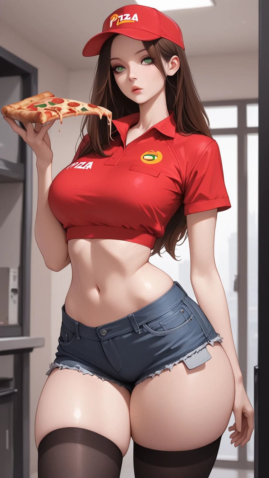 ((pizza delivery)) ((best quality)), ((masterpiece)), (detailed), 1girl, bent over