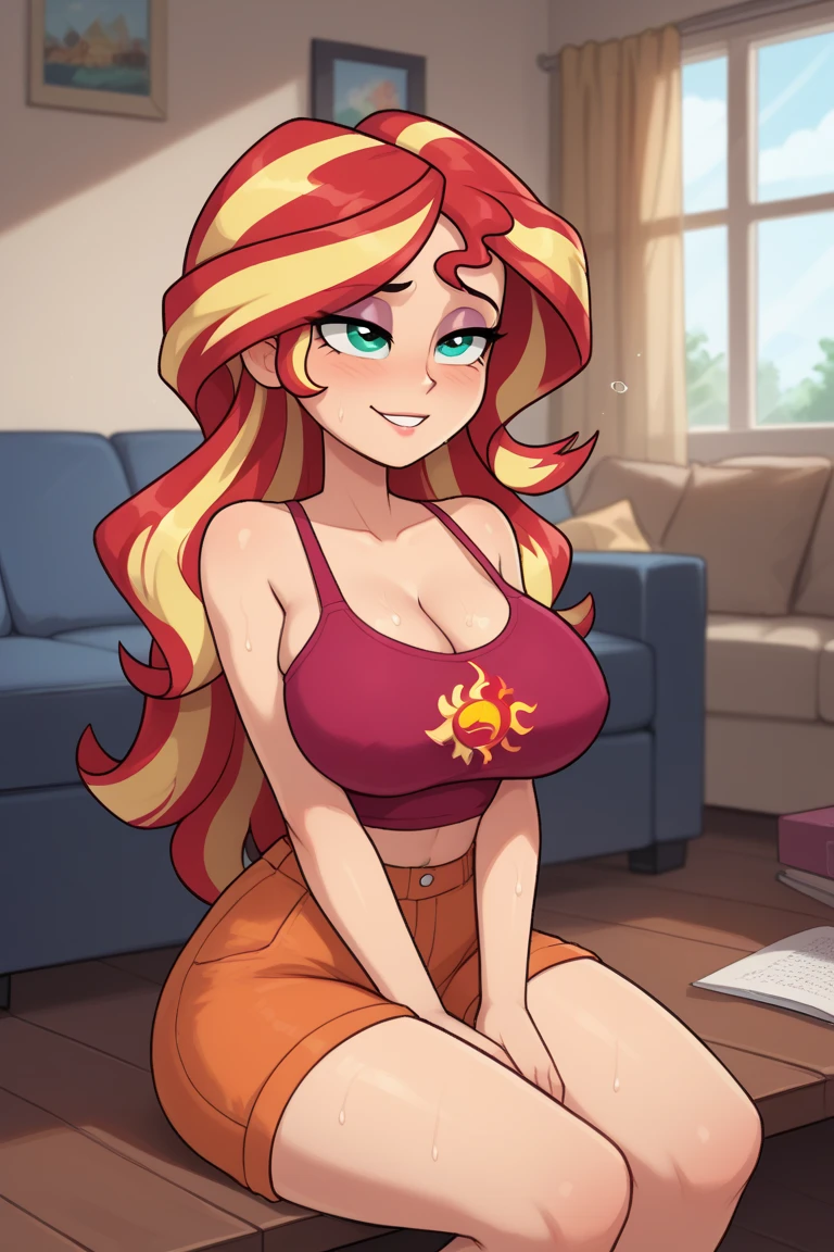 STICKER, (solid outline:1.2), (NSFW:1.2), Sunset Shimmer kneeling down wearing a red skirt with red shoes and black gloves on her hands, red heels, red thong, big bare breasts, black jacket open, breasts exposed, full body portrait, cowboy shot, full-length, Sunset Shimmer aged 25, topless, bare breasts, big breasts, shoes visible, black gloves, detailed anime eyes, adesivo, fundo simples, full portrait, long hair, beautiful sunset shimmer girl, pony aesthetic, beautiful girl, very beautiful fantasy art, beautiful and elegant female pony girl, beautiful detailed fantasy, red and yellow colour palate, red and yellow colour-theme, vintage t-shirt design, in the style of hand drawing, 3D vector art, fantasy art, watercolour effect, Adobe Illustrator, hand-drawn, digital painting, low-poly, soft lighting, isometric style, retro aesthetic, focused on the character, 4K resolution,