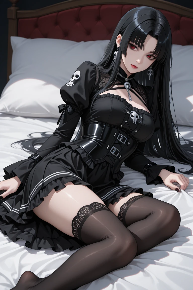 Bakukyo is a fox girl with long, black hair and wearing a maid outfit with thigh high heels, high res, 8k